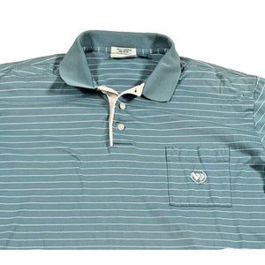 Official Wimbledon Polo Mens Large Blue White Striped Pima Cotton NWT